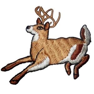 Vintage Leaping Deer Buck‎ Iron On Patch Embroidered Applique
